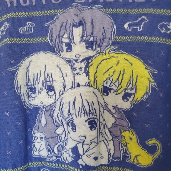 Fruits‎ Basket Large L Ugly Christmas Sweater Blue Anime Manga Boxlunch Acrylic - Picture 2 of 16
